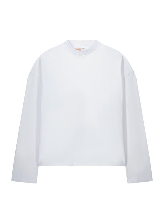 T-shirt Blank - Oversized Boxy Cut Manches Longues - Blanc / Noir / Rouge Bordeaux